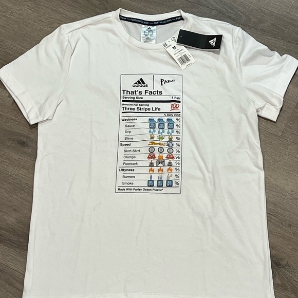 NWT New Old Stock Adidas Size M Mens Parley For the Oceans 3 Stripe Life Shirt - Picture 2 of 7